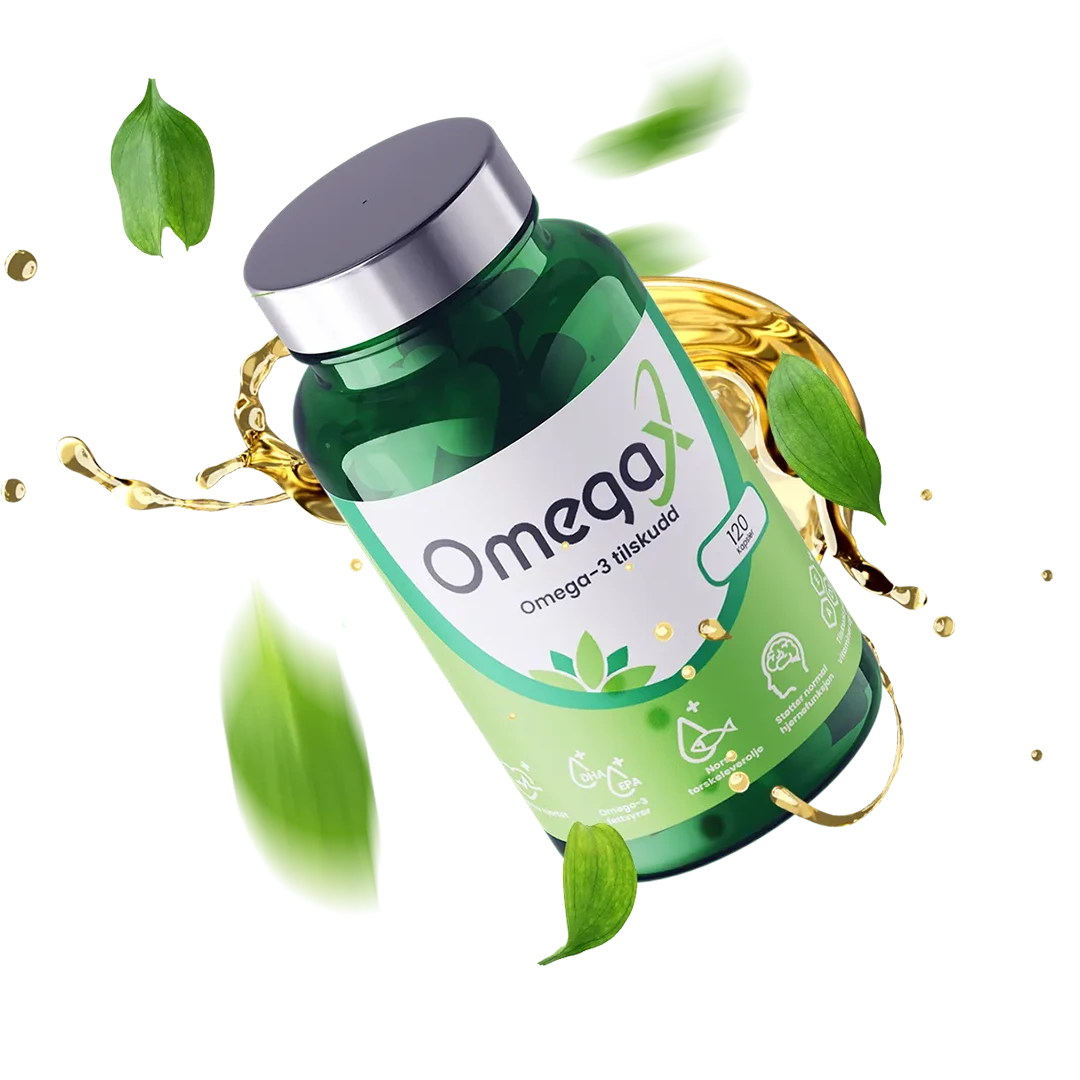 OmegaX omega-3 tilskudd etikett